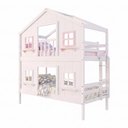 Ver imagem 4 de Beliche Infantil Solteiro Casinha Dos Sonhos Madeira Maciça Branco Rosa Housin
