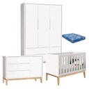 Ver imagem 1 de Quarto de Bebê Classic 3 Portas com Colchão Branco Pés Madeira Natural - Reller