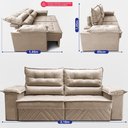 Ver imagem 3 de Sofá Retrátil e Reclinável 2,10m com Molas e Espuma D33 Thunder Velusoft Bege Cama Inbox