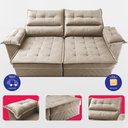 Ver imagem 5 de Sofá Retrátil e Reclinável 2,10m com Molas e Espuma D33 Thunder Velusoft Bege Cama Inbox