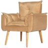 Conjunto Poltrona Para Sala Decorativa Opala e Puff Redondo Suede Bege Modek - 3
