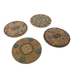 Kit 4 Porta Copos em Cortiça Suporte Descanso de Mesa Bolacha para Taça Xicara Copo Redondo - 5