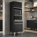 Ver imagem 1 de Armário Torre Quente Maia P/ Cozinha Modulada Forno Microondas 60cm Moderno Compacto 3 Portas 1 Gave