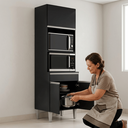 Ver imagem 5 de Armário Torre Quente Maia P/ Cozinha Modulada Forno Microondas 60cm Moderno Compacto 3 Portas 1 Gave