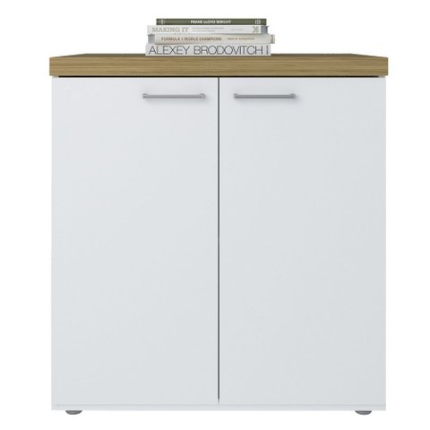 Balcão para Escritório Home Office Multiuso 2 Portas Orly A02 Olmo Branco - Lyam Decor