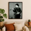 Ver imagem 1 de Quadro Charlie Chaplin Tocando Violino 33x24cm:moldura Preta