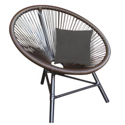 Kit 4 Poltrona Cadeira Acapulco Sala Jardim Varanda Marrom com Almofada Quadrada Suede Cinza - - 2