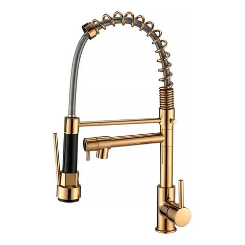 Torneira de Cozinha Gourmet Dourada Luxo Monocomando Aço Inox 304 - Brinovar