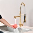 Ver imagem 5 de Torneira de Cozinha Gourmet Dourada Luxo Monocomando Aço Inox 304 - Brinovar