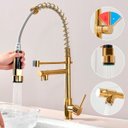 Ver imagem 3 de Torneira de Cozinha Gourmet Dourada Luxo Monocomando Aço Inox 304 - Brinovar