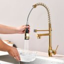 Ver imagem 3 de Torneira de Cozinha Gourmet Dourada Luxo Monocomando Aço Inox 304 - Brinovar