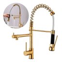 Ver imagem 1 de Torneira de Cozinha Gourmet Dourada Luxo Monocomando Aço Inox 304 - Brinovar