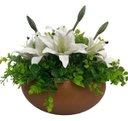 Ver imagem 1 de Arranjo Grande Centro Mesa Lírio Bran Artificial Vaso Terracota Broze Decore Fácil Shop