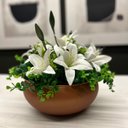 Ver imagem 2 de Arranjo Grande Centro Mesa Lírio Bran Artificial Vaso Terracota Broze Decore Fácil Shop