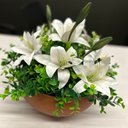Ver imagem 3 de Arranjo Grande Centro Mesa Lírio Bran Artificial Vaso Terracota Broze Decore Fácil Shop
