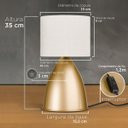 Ver imagem 3 de Kit 2 Luminaria de Mesa Abajur Bojudo Dourado de Alumínio com Cúpula Tecido Algodão