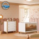 Ver imagem 1 de Quarto de Bebê com Berço 4315 Slim e Cômoda 5135 Flora Branco Freijó Qmovi + Colchão Ortobom
