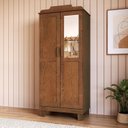 Ver imagem 1 de Guarda-Roupa 2 Portas com Espelho sem Aplique Estrutura em Madeira Cobre Marrom/Castanho