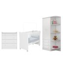 Ver imagem 1 de Jogo de Quarto Doce Sonho Guarda Roupa Cantoneira, Berço e Cômoda Trocador Branco - Qmovi