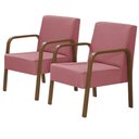 Ver imagem 1 de Kit 2 Poltronas 1 Lugar Jade Braço Madeira Rosa