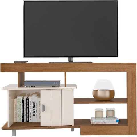 Rack Royal para Tv 50" com 3 Nichos e 1 Porta Cinamomo/off White
