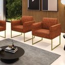 Ver imagem 1 de Poltrona Sala Decorativa Kit 2 Marisa Industrial Dourado Sintético Pu D03 - D’Rossi