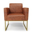 Ver imagem 4 de Poltrona Sala Decorativa Kit 2 Marisa Industrial Dourado Sintético Pu D03 - D’Rossi