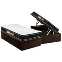 Ver imagem 1 de Cama Box Baú Solteiro: Colchão Espuma Castor D33 Black e White Double Face + Base CRC Suede Brown(