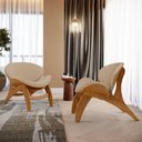 Ver imagem 6 de Kit 4 Poltronas Decorativa Orgânica Sala Living Kadosh L02 Linho Bege Escuro
