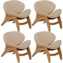 Ver imagem 1 de Kit 4 Poltronas Decorativa Orgânica Sala Living Kadosh L02 Linho Bege Escuro