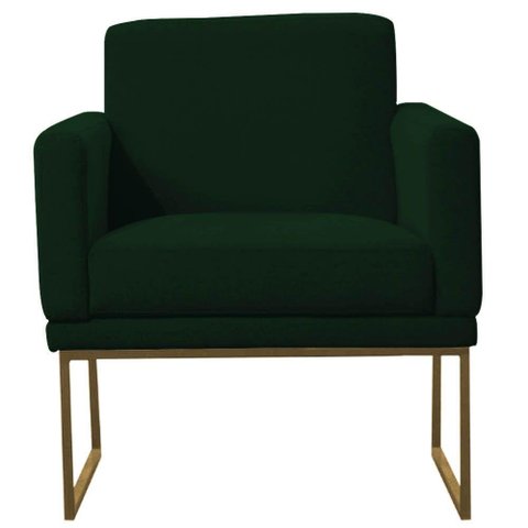 Poltrona Decorativa Juliette Suede Com Armação Dourada Metal