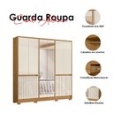Ver imagem 7 de Guarda Roupa Casal Alasca e Cômoda Ms913 Freijó Off White - Moval