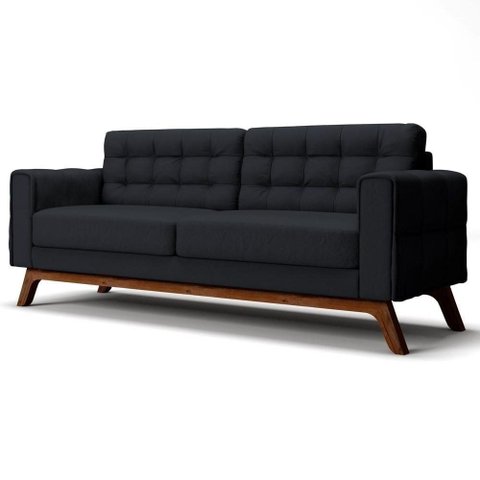 Sofá 280 Cm 4 Lugares Sandero B-300 Veludo Preto - Domi