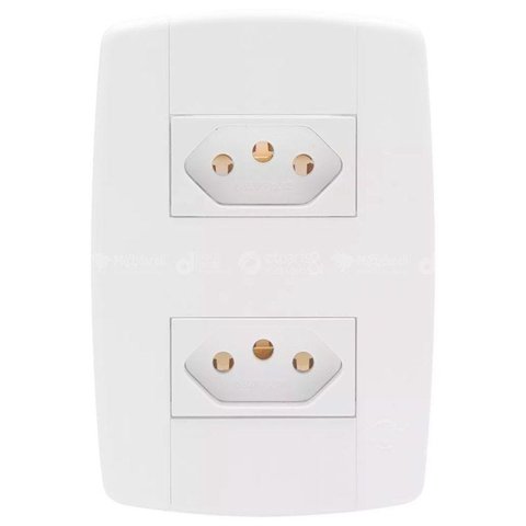 Tomada Dupla 2 X 4 Com Placa 10A Modular Ilumi