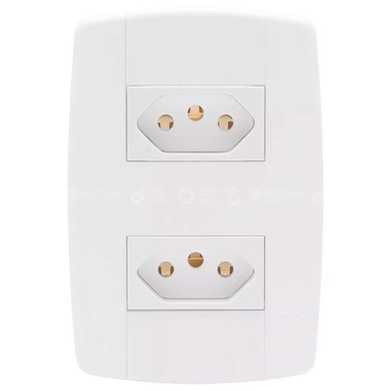 Tomada Dupla 2 X 4 com Placa 20a Modular Ilumi - 1