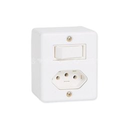 Interruptor Simples Externo com tomada 10A 250v - Ilumi - 1