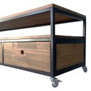 Ver imagem 6 de Rack Estilo Industrial com 3 Gavetas e 4 Rodízios - Ferro e Madeira