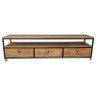 Rack Estilo Industrial com 3 Gavetas e 4 Rodízios - Ferro e Madeira - 1