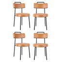 Ver imagem 1 de Kit 04 Cadeiras Sala de Jantar Kobe Estofada com Encosto Couríssimo Whisky - Desk Design