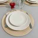 Ver mais imagens de Jogo 4 Pçs Lugar Americano Sousplat Toalha De Mesa Redondo 38cm Bege