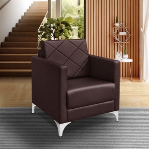 Poltrona Helena Decorativa Clinica Recepção Corino:marrom