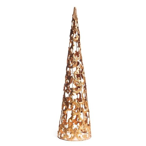 Árvore Cone Decoração Natal Arabesco Metal 60Cm Dourado | MadeiraMadeira