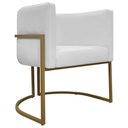 Ver imagem 1 de Poltrona Decorativa Recepção Luna Base de Ferro Dourada - Branco Corino