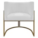 Ver imagem 4 de Poltrona Decorativa Recepção Luna Base de Ferro Dourada - Branco Corino