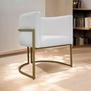 Ver imagem 2 de Poltrona Decorativa Recepção Luna Base de Ferro Dourada - Branco Corino