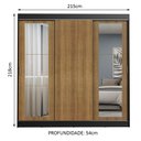 Ver imagem 3 de Guarda-roupa Casal Madesa Kansas 3 Portas de Correr com Espelhos 3 Gavetas