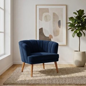 Poltrona Decorativa para Sala de Estar Espaço Gourmet Tecido Veludo Premium Base Estável