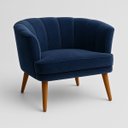 Ver imagem 5 de Poltrona Estofada Tecido Veludo Aconchegante Pés de Madeira para Sala de Estar Moderna