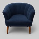 Ver imagem 6 de Poltrona Estofada Tecido Veludo Aconchegante Pés de Madeira para Sala de Estar Moderna