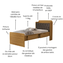 Ver imagem 3 de Cama de Solteiro Tamires com Gavetas e Bau Design Moderno Mdf com Capitonê Classico:nature Nogal